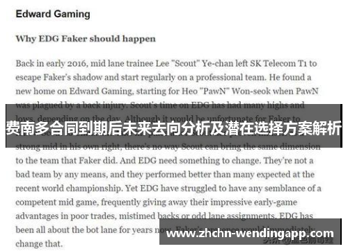 费南多合同到期后未来去向分析及潜在选择方案解析